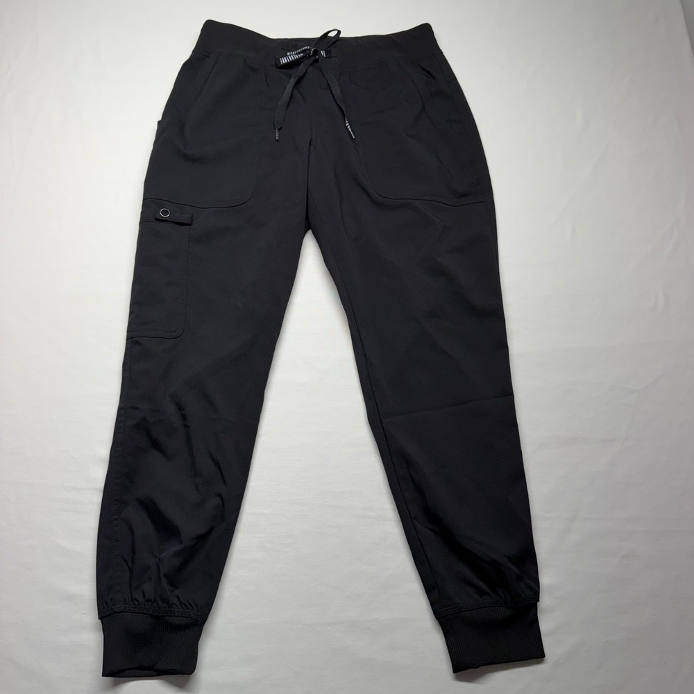 Med Couture Touch Scrub Jogger Pants Women Small Black Stretch Cargo 7710P